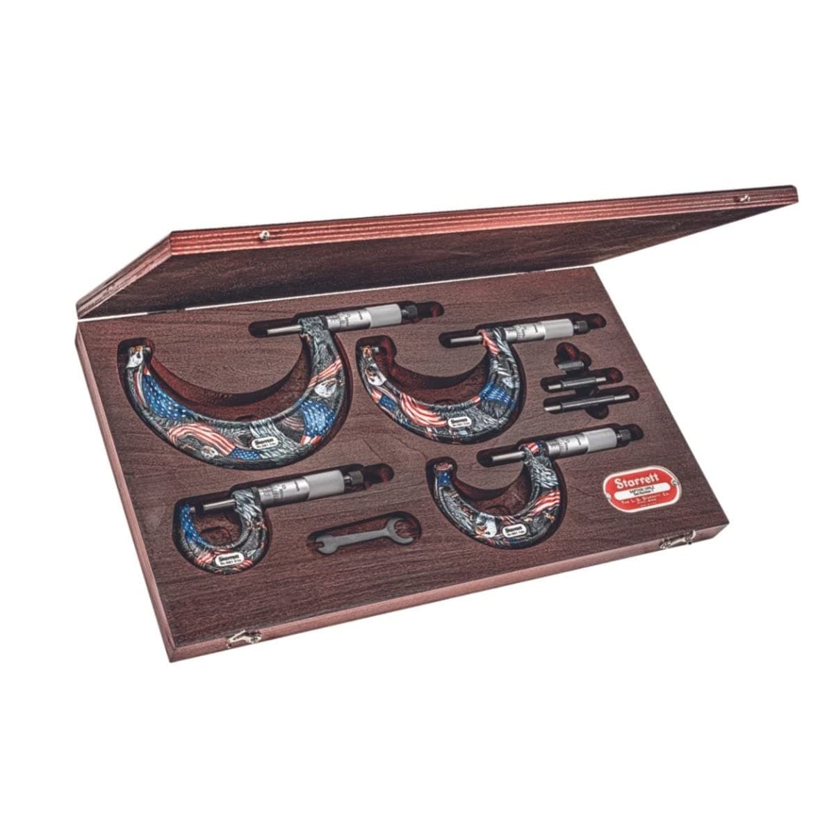 Starrett Set de Micrómetros Exteriores 0-4" con Tambor de Fricción Suave y Llave - SAPT436.1XRLZ