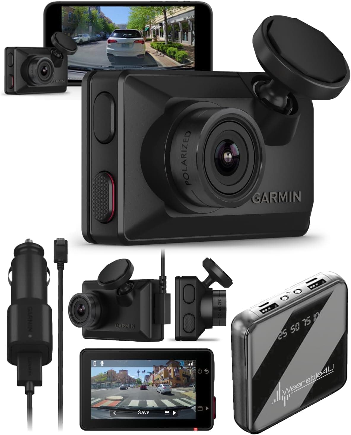 Wearable4U - Garmin Dash Cam X310 4K con montura magnética y power bank