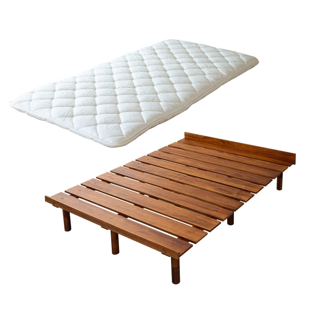 EMOOR Colchón Futón Japonés y Cama con Listones de Madera CLASSE-OSMOS Full 55x79in (Marrón Retro), Pino Macizo Cama Japonesa Ajustable 3 Alturas de Ensamblaje Fácil Tatami zd-b001claset-pa
