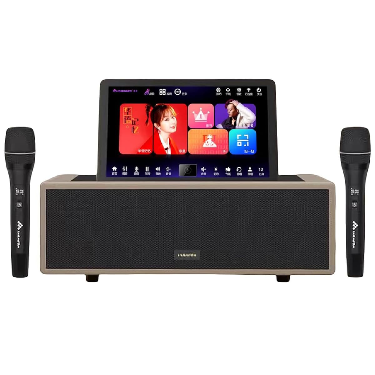 Generic Karaoke Jukebox Combo 12.1" Touchscreen Brown 8TB con Micrófonos UHF KE-9