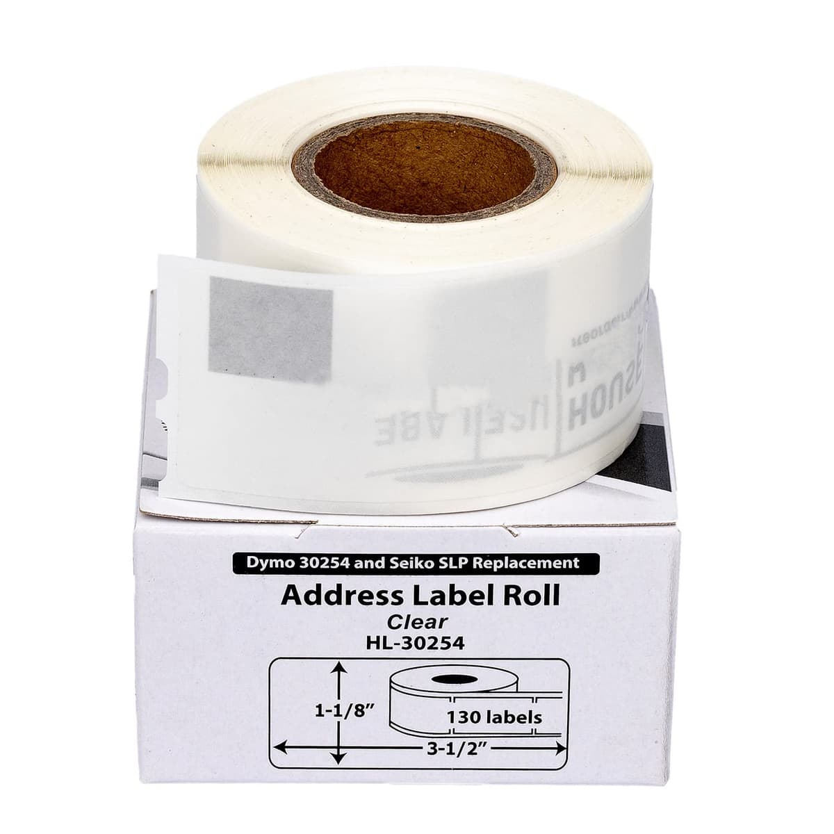 HOUSELABELS Etiquetas DYMO 30254 1-1/8" x 3-1/2" (185 Rollos / 24,050 Etiquetas), Adhesivo Permanente HL-30254-130-185