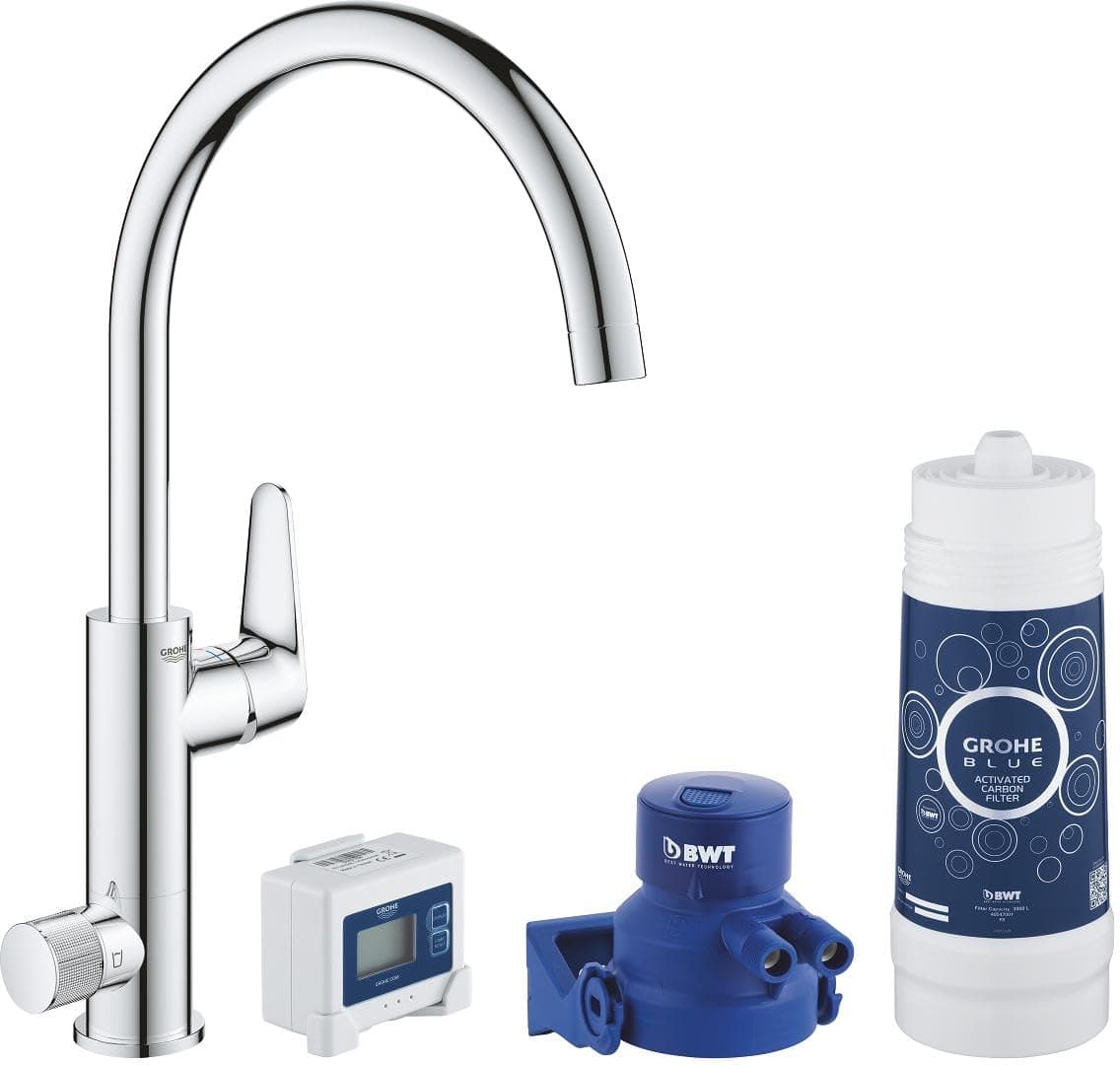 GROHE Blue Pure BauCurve Starter Kit Monomando con Filtro, Cromado 30385000