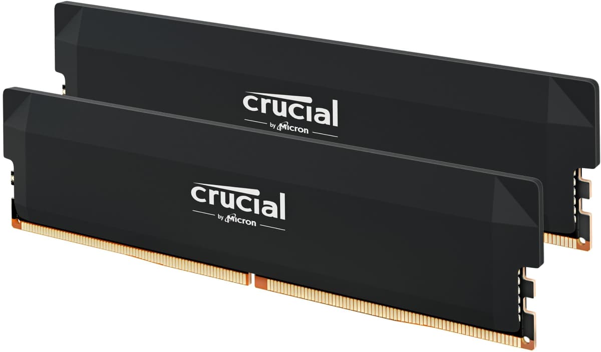Crucial Pro DDR5 RAM Kit 64GB (2x32GB) 6000MHz CL40, Memoria para Gaming de Escritorio con Overclocking, Compatible con Intel XMP 3.0 y AMD EXPO - Negro CP2K32G60C40U5B
