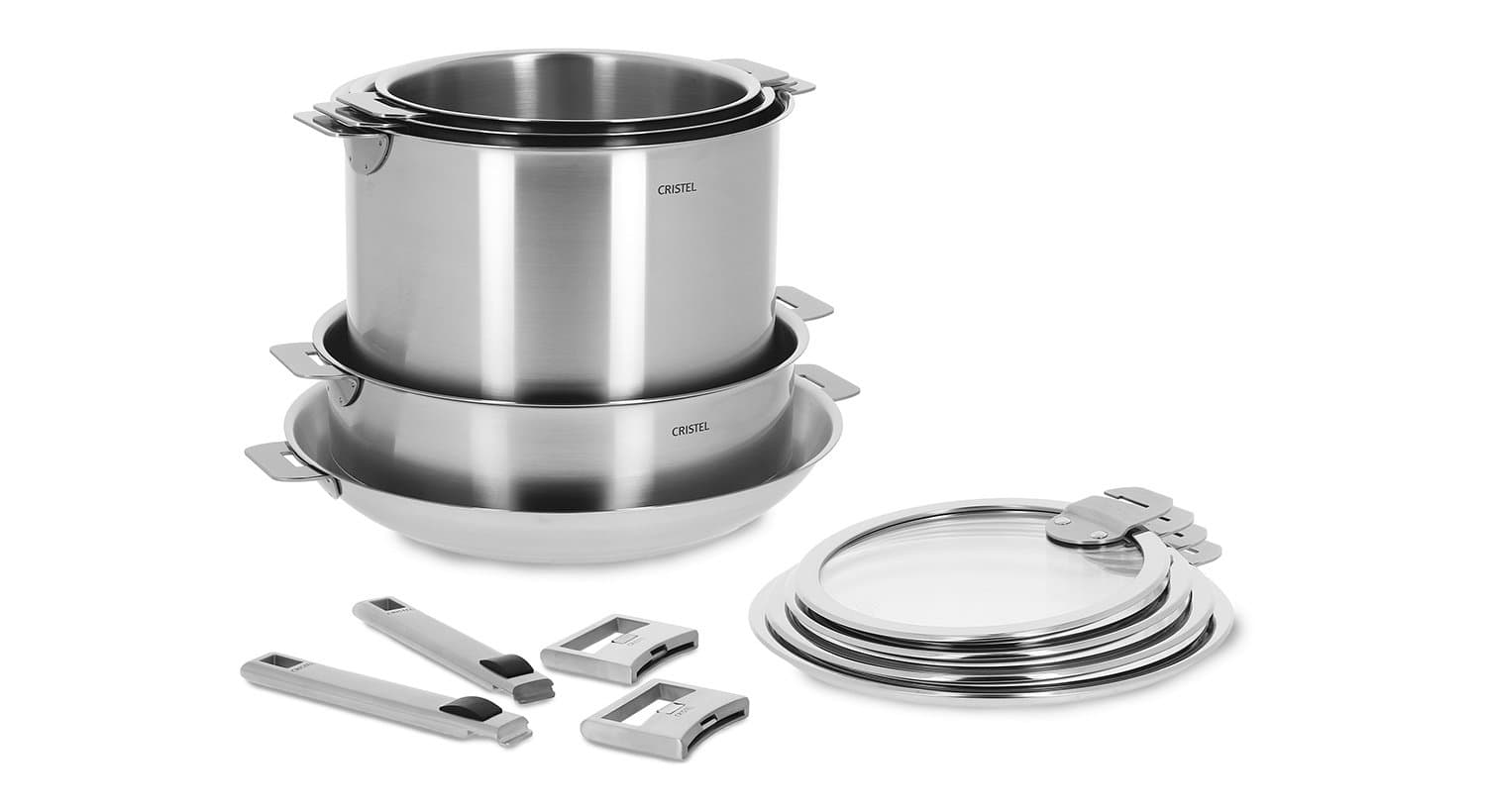 Cristel Strate STQL13KSAS Juego de Cocina sin Mangos, 13 Piezas