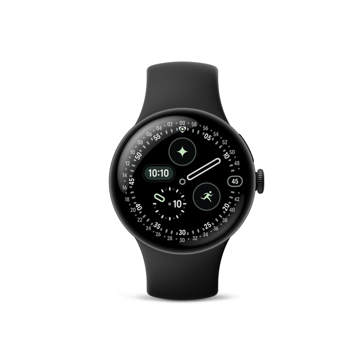 Google Pixel Watch 4 (45 mm) - Smartwatch Android - Monitor de frecuencia cardíaca y sueño - Batería de 40 horas - Seguimiento fitness - Google AI - Caja de aluminio mate negra - Correa activa obsidiana - LTE (Modelo 2025) GA09307-US