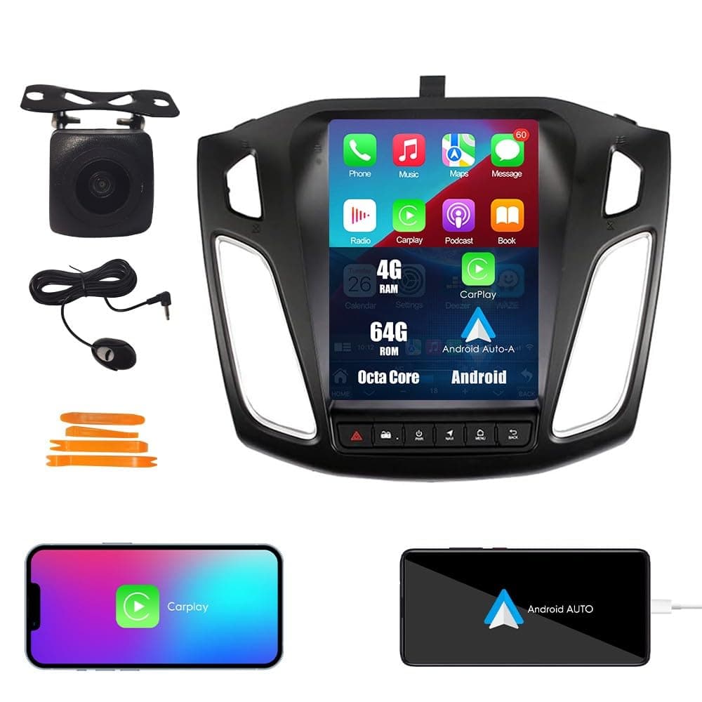 Kunfine Tesla Style 9.7" CarPlay/Android Auto para Ford Focus 2012-2018, IPS KF-V9230Q