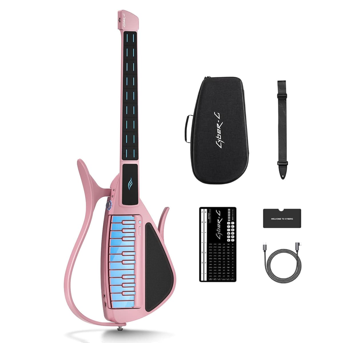Enya CYBER-G Guitarra inteligente sin cuerdas plegable, color rosa