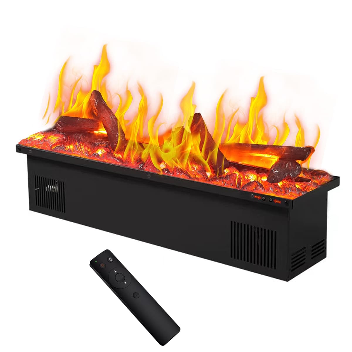 Chimenea de vapor de agua 3D - Chimenea eléctrica empotrable con atomización, control remoto con temporizador, simulación de llama táctil (color de llama y carbón simulado, 31.5 pulgadas) B0DH2FMY1K-1