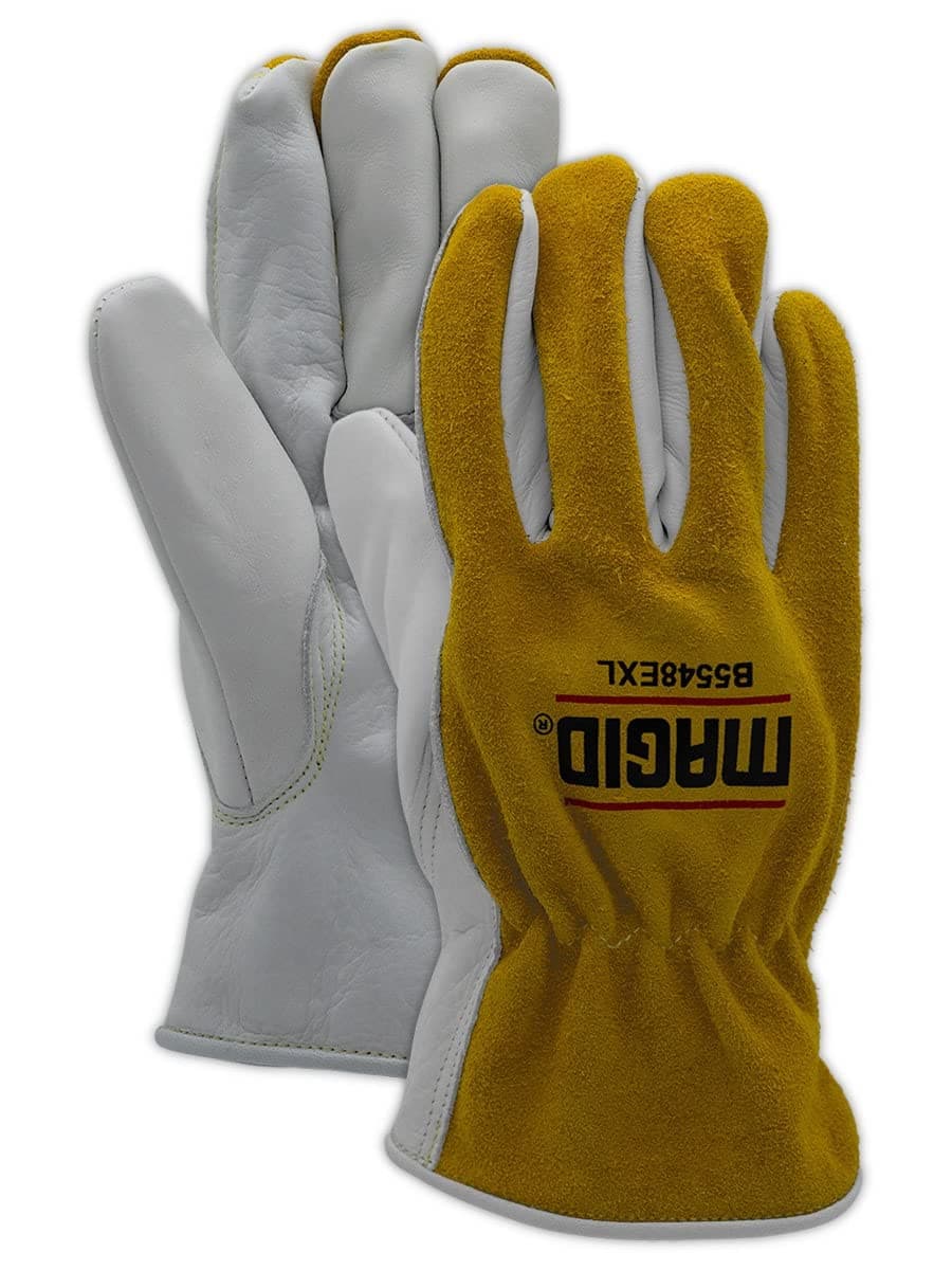 MAGID RoadMaster Guantes de Conductor en Piel Vacuno Graneada con Dorso en Piel Suave - S B5548ES-72
