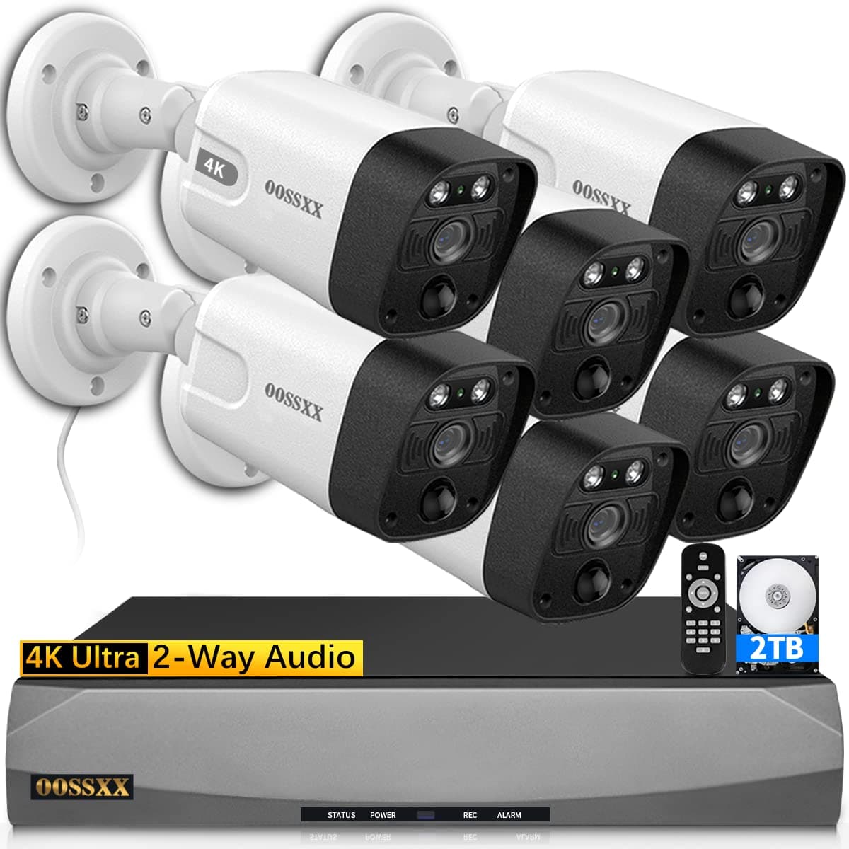 OOSSXX (4K/8.0 Megapíxel y 130° Gran Angular) Cámara de Seguridad para Exteriores con Audio Bidireccional PoE Sistema Cableado de Videovigilancia IP para Hogar 4K Ultra HD 2-Way Audio