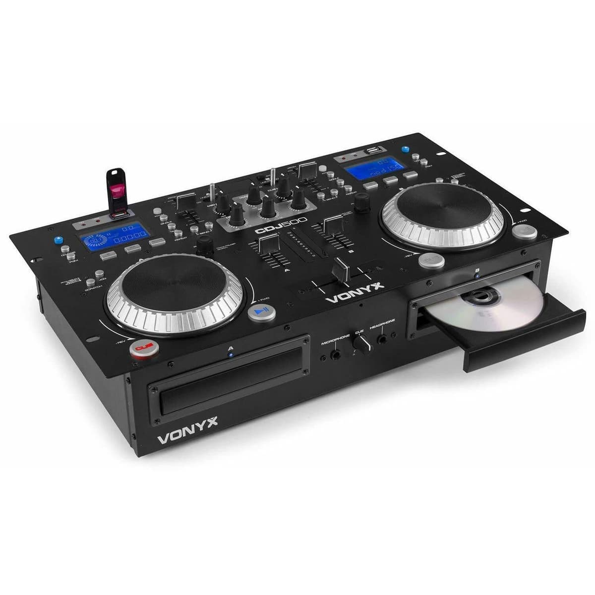 VONYX CDJ500 Reproductor doble CD/MP3/USB/BT con amplificador integrado 172.810