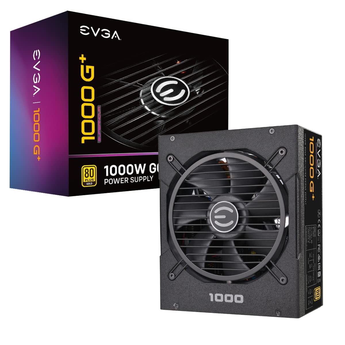 EVGA SuperNOVA 1000 G+, 80 Plus Gold 1000W, totalmente modular, ventilador FDB, garantía de 10 años, incluye autoevaluador Power ON, fuente de poder 120-GP-1000-X1, negro