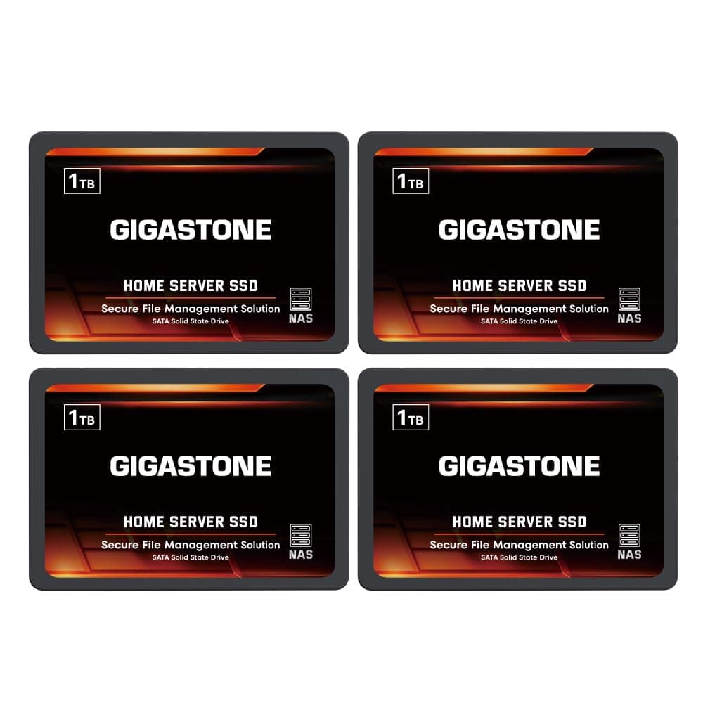Gigastone Home Server SSD 1TB (Pack 4) - NAS SSD 24/7 TLC, 2.5" SATA para Cache y RAID GS-SSD-HS-1TB-4PK-B