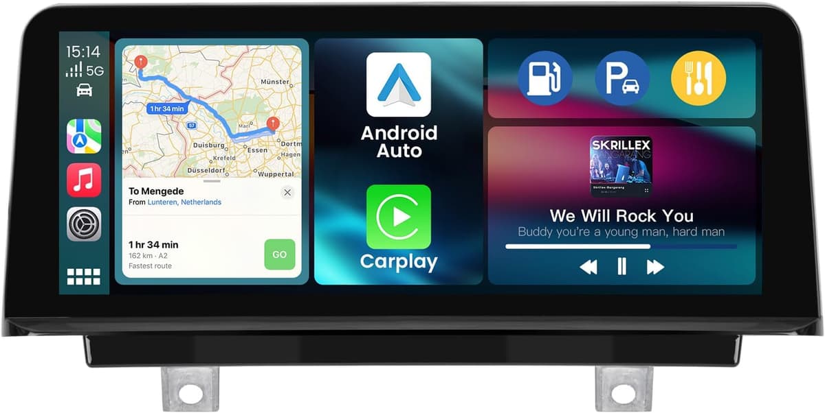 Kakamoden Radio para Auto 8 Núcleos 8+128GB para BMW F30 F31 F32 2012-2017: Unidad Principal Android CarPlay Inalámbrico y Android Auto, Kit de Retrofit NBT CIC Compatible con 320i/328i/335i, Navegación GPS