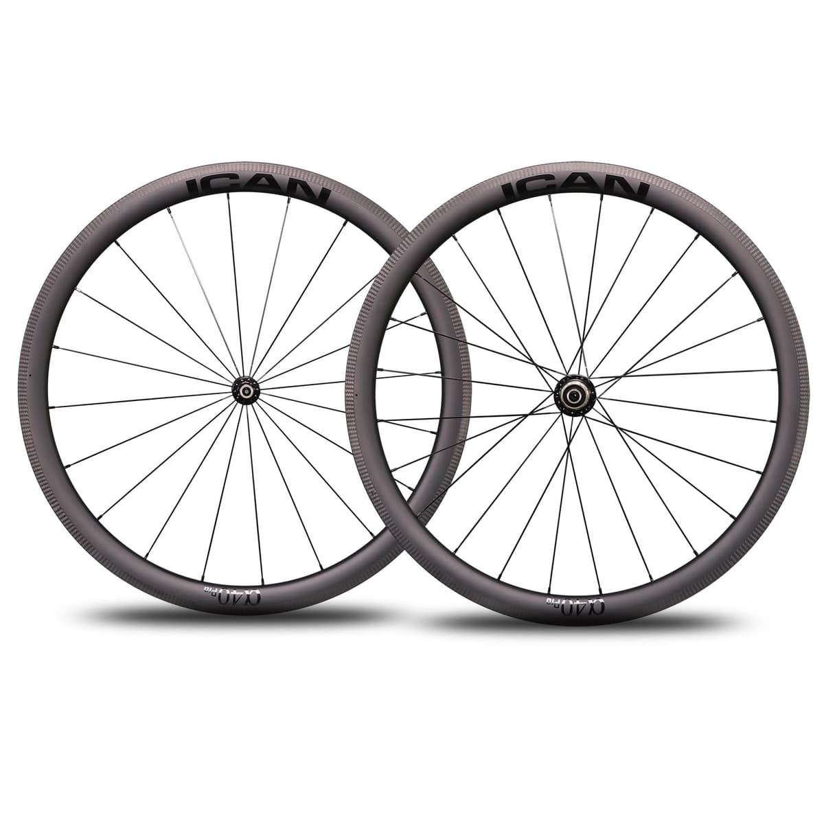 ICAN Alpha 40 Pro Juego de ruedas carbono 700C para freno de llanta (20/24 agujeros) WH-Alpha 40-25-291/482-PL-IC