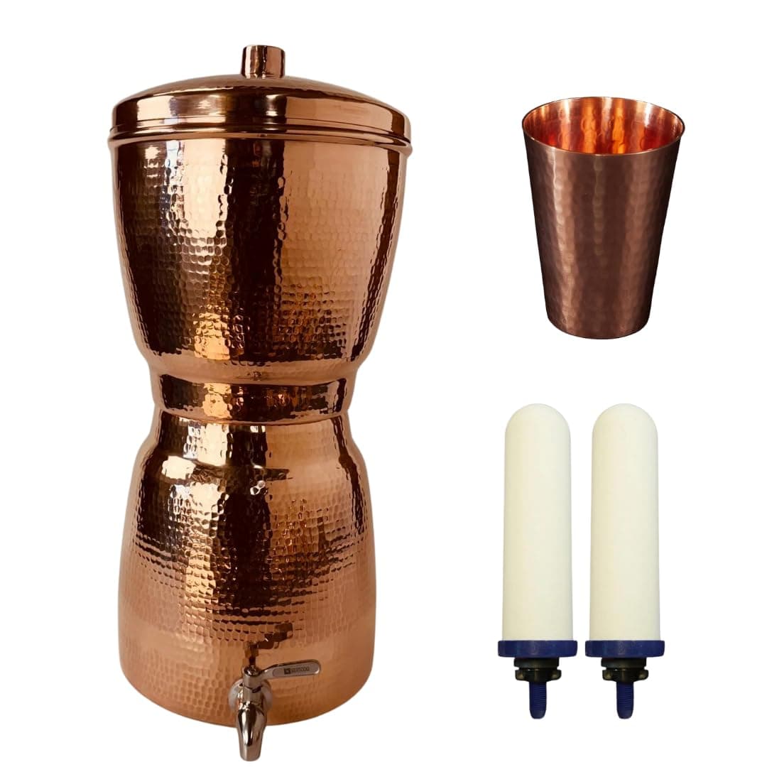 Sertodo Sana Vida Complete Copper Water Filter System 2 Gal con 2 filtros y vaso de cobre W9512624