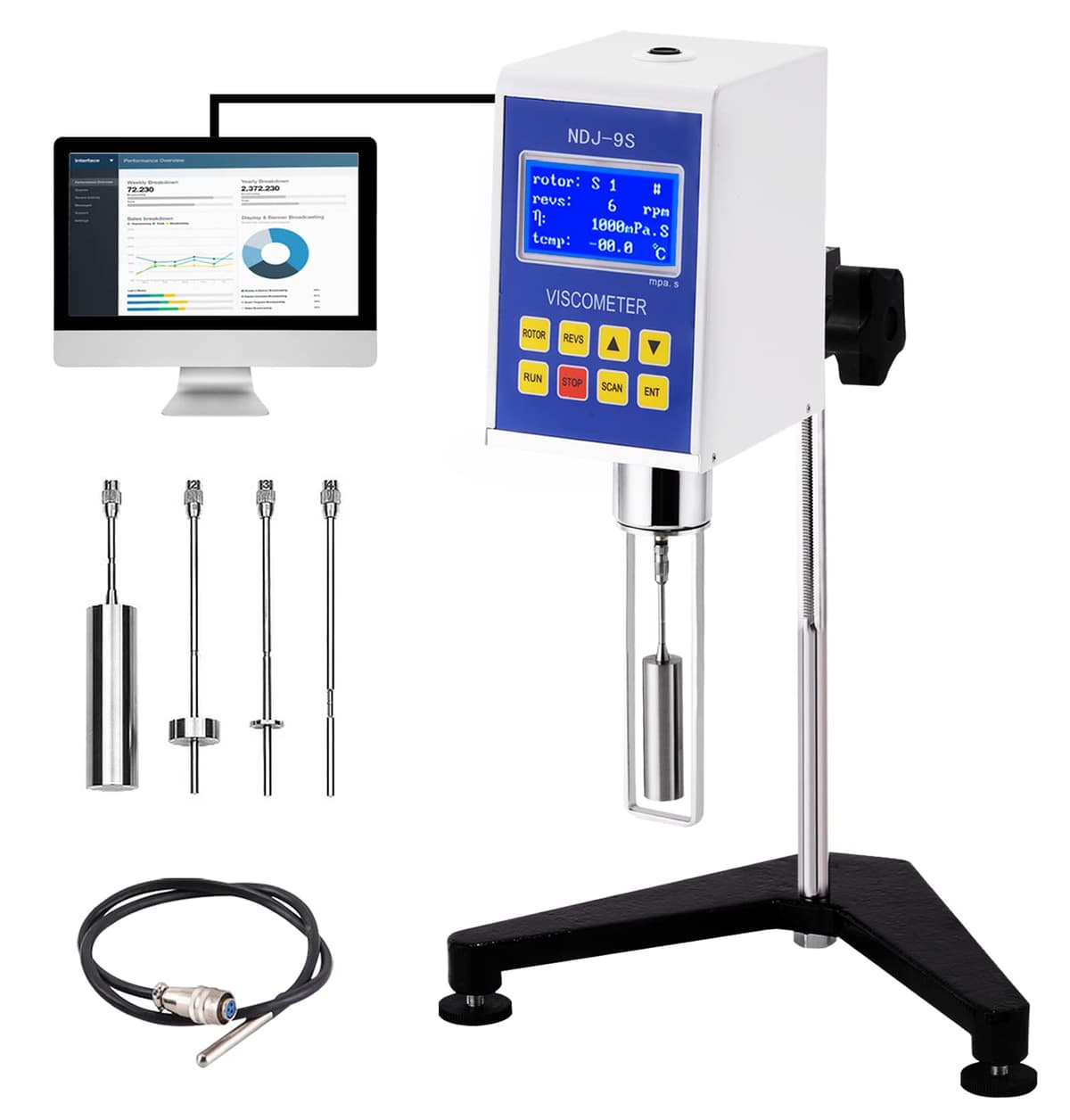 Saladulce Digital Rotary Viscometer con Sonda de Temperatura y Salida de Datos Dina-010