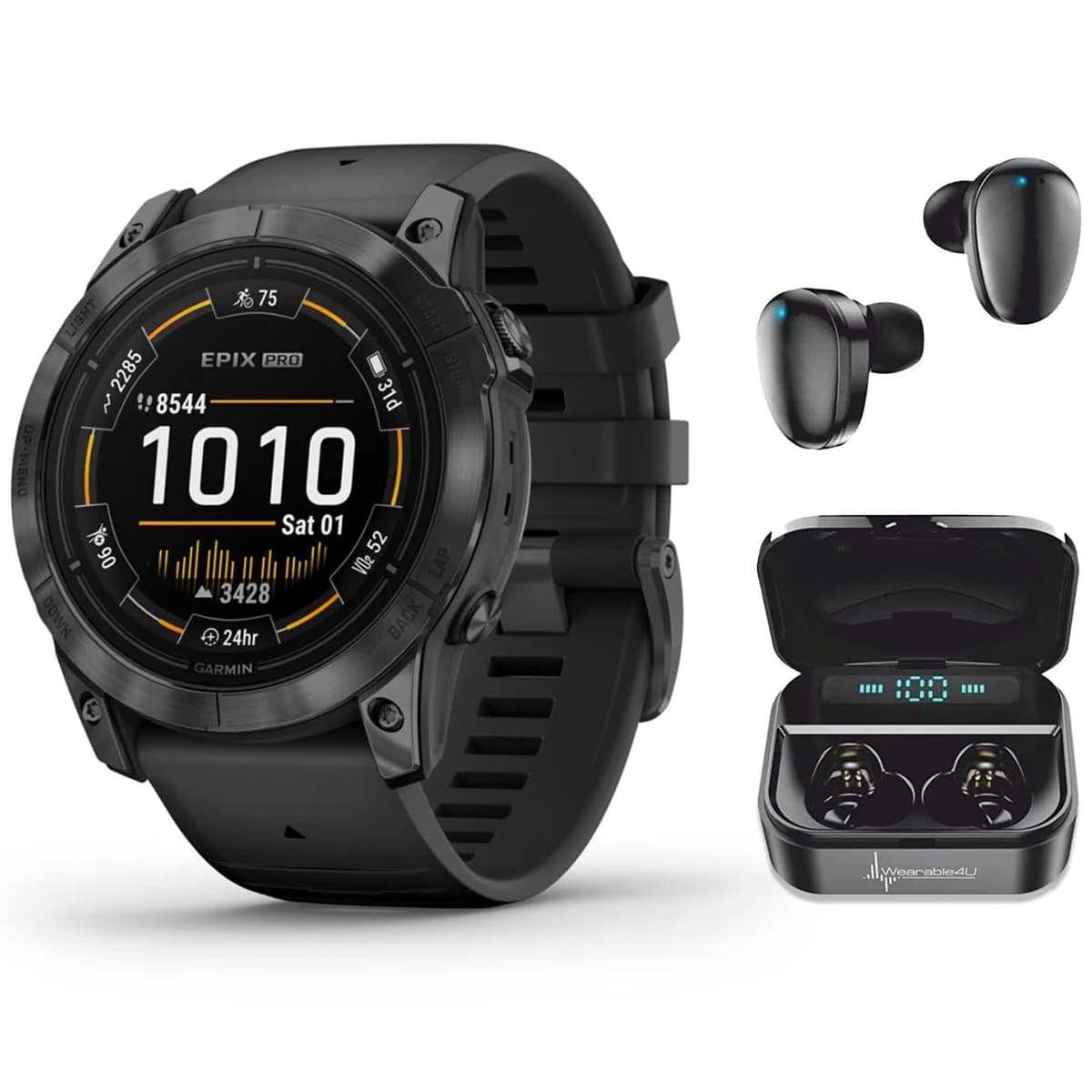 Wearable4U Garmin Epix Pro Gen 2 Standard 51 mm Smartwatch AMOLED Hasta 31 días Batería + Bundle TWS X7/X7-1
