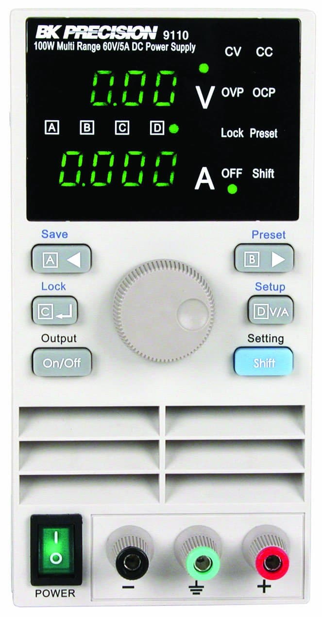 B&K Precision 9110 Fuente de Alimentación DC de Rango Múltiple, 100 W, 5 A, 60 V