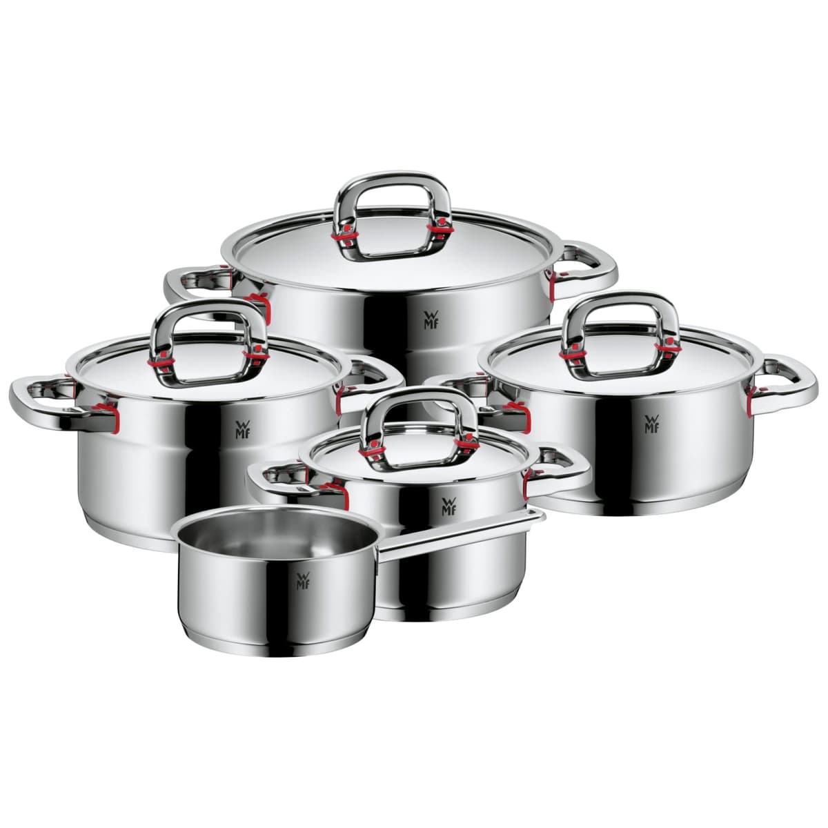 WMF Premium One set de 5 ollas inducción en Cromargan 18/10, tapas metálicas, escala interior 1788556040
