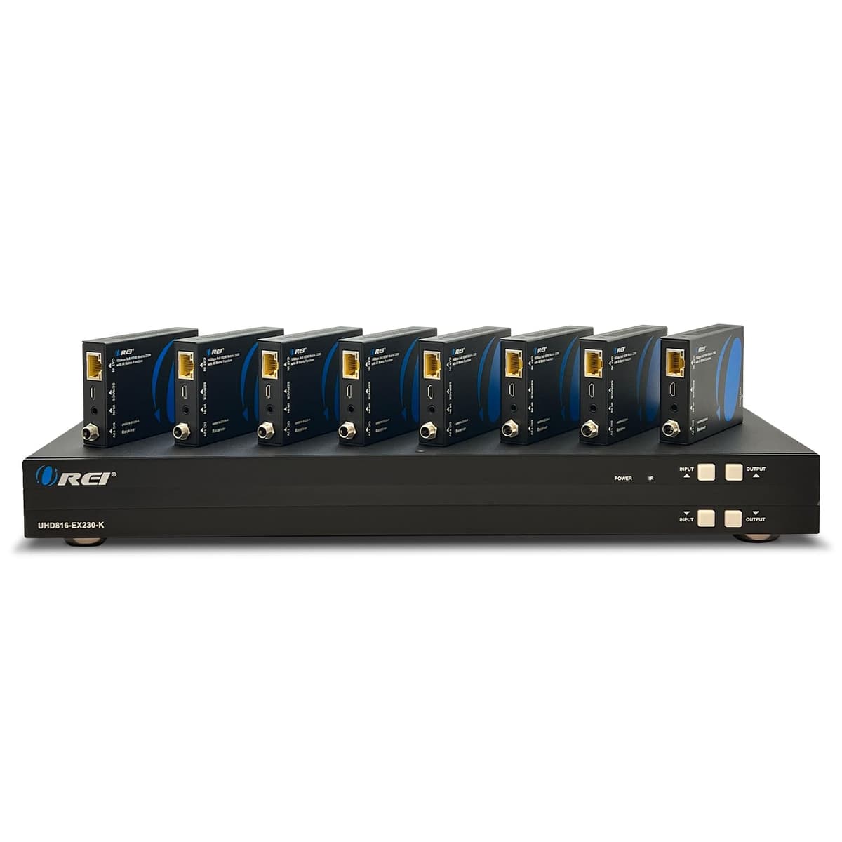 OREI UHD816-EX230-K Matriz HDMI 8x8 con Extensor 4K60 sobre CAT6/7 y 8 Receptores