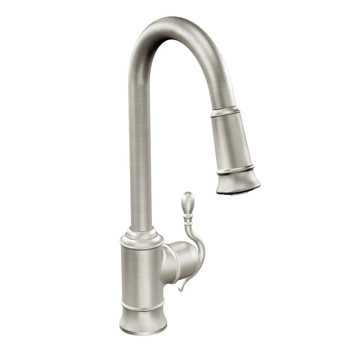 Moen Woodmere 7615SRS Grifo de cocina con cabezal extraíble y Power Clean, Spot Resist Stainless S7208SRS