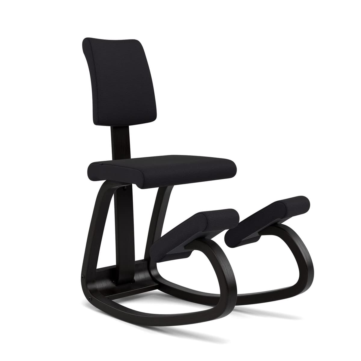 Varier Variable Plus Silla de rodillas ergonómica con respaldo Negro/Negro, soporte activo para postura, garantía 10 años 130006