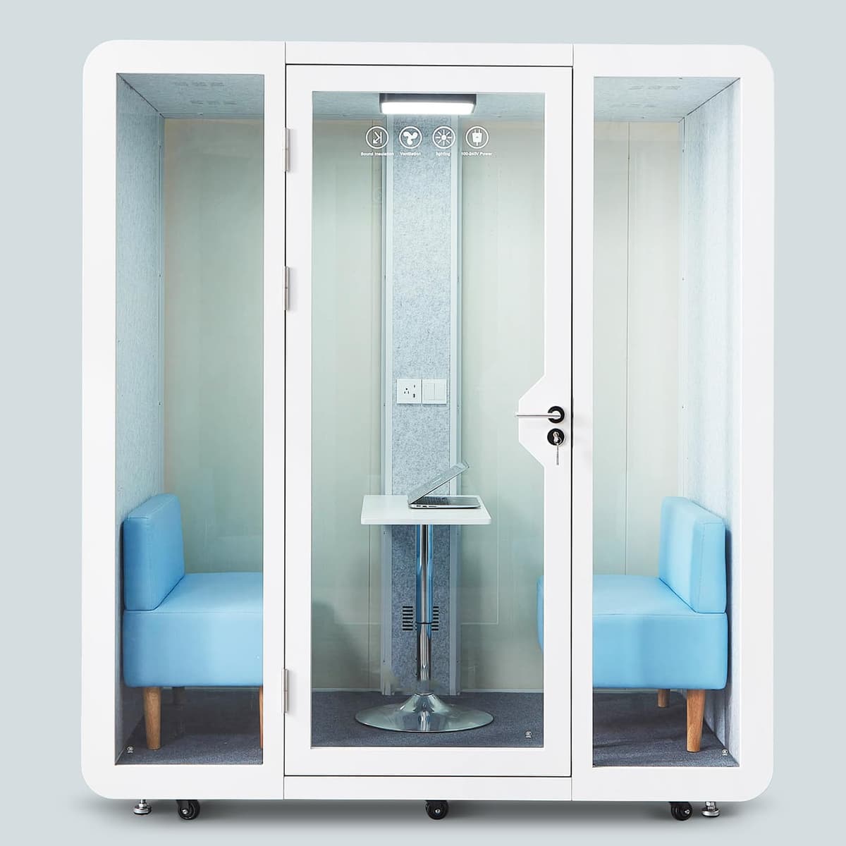 GEARONIC Mobile Office Pod Booth Sound Pod Cabina Acústica Móvil para 2-4 Personas (Blanco)