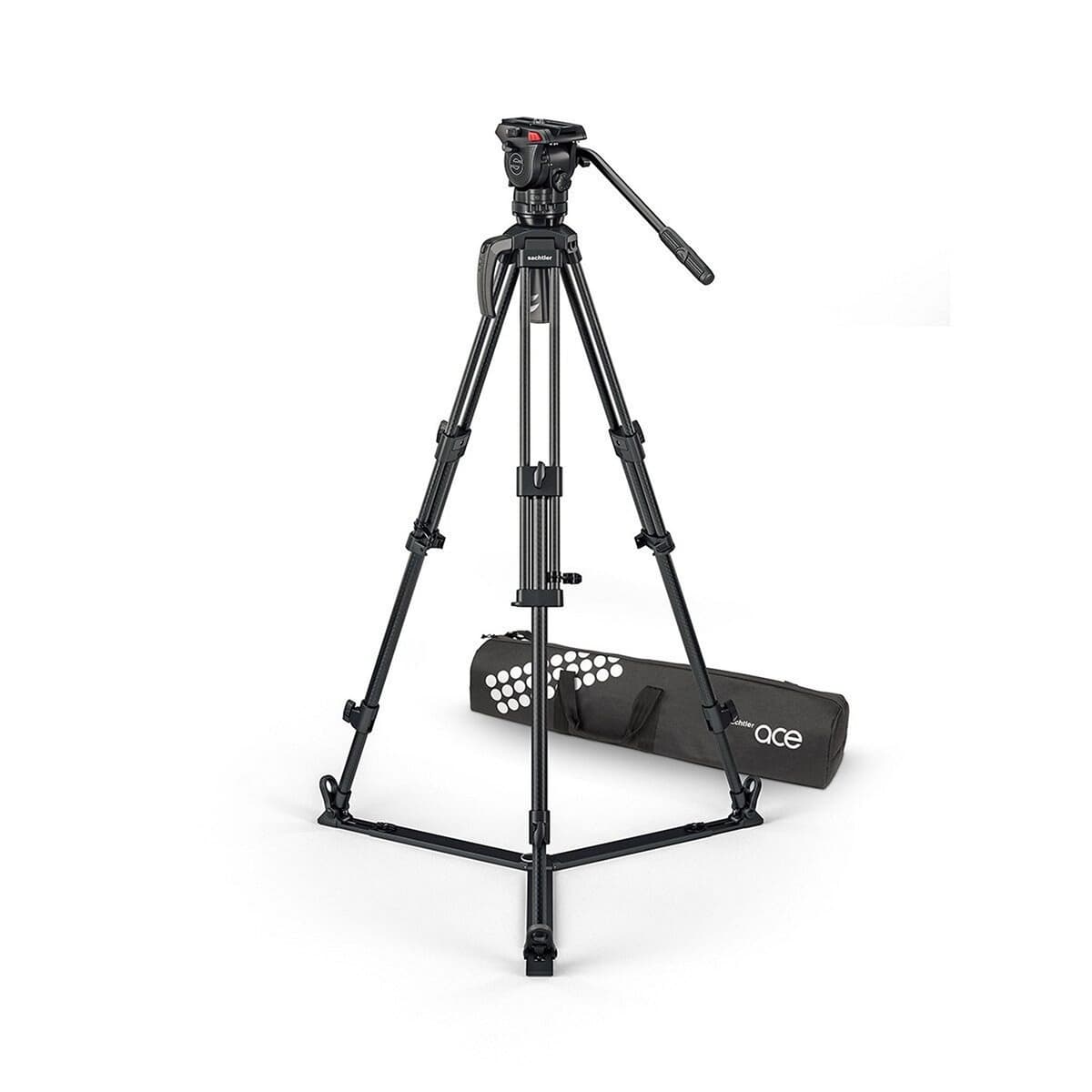 Sachtler Ace XL MK II Cabezal Fluido con Trípode de Fibra de Carbono 75/2 CF MK II y Difusor de Suelo SP 75 1019CM