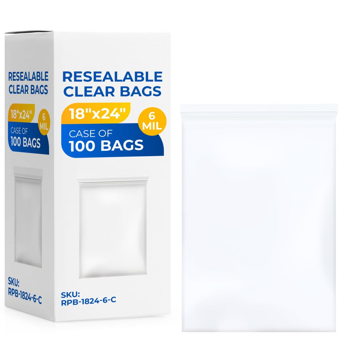 Paclord Bolsa Reclosable 18" x 24" 6 mil, 5 paquetes de 20 - Clear (Extra Durable) RPB-1824-6-C