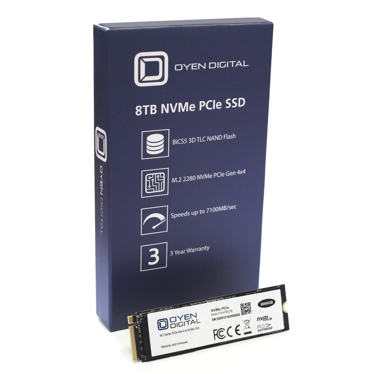 Oyen Digital 8TB NVMe M.2 2280 Gen4 PCIe TLC SSD - 8TB E18-8TBICS5
