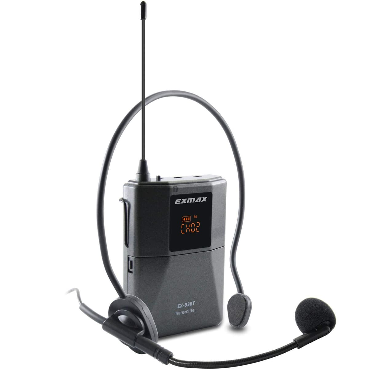 EXMAX EX-938 - Sistema de audioguía con micrófono de diadema inalámbrico, transmisor intérprete, traductor in-ear, para traducción en iglesias e interpretación simultánea (UHF-938-SingleTransmitter)