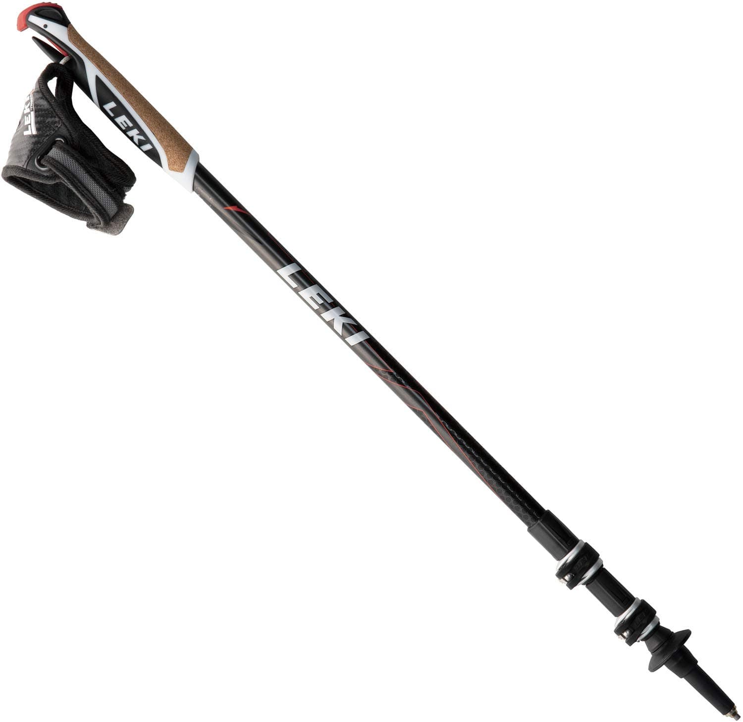 LEKI Bastones de Senderismo Traveller Carbon 636-2603_Anthracite/Blanc/Rouge_90-130 cm