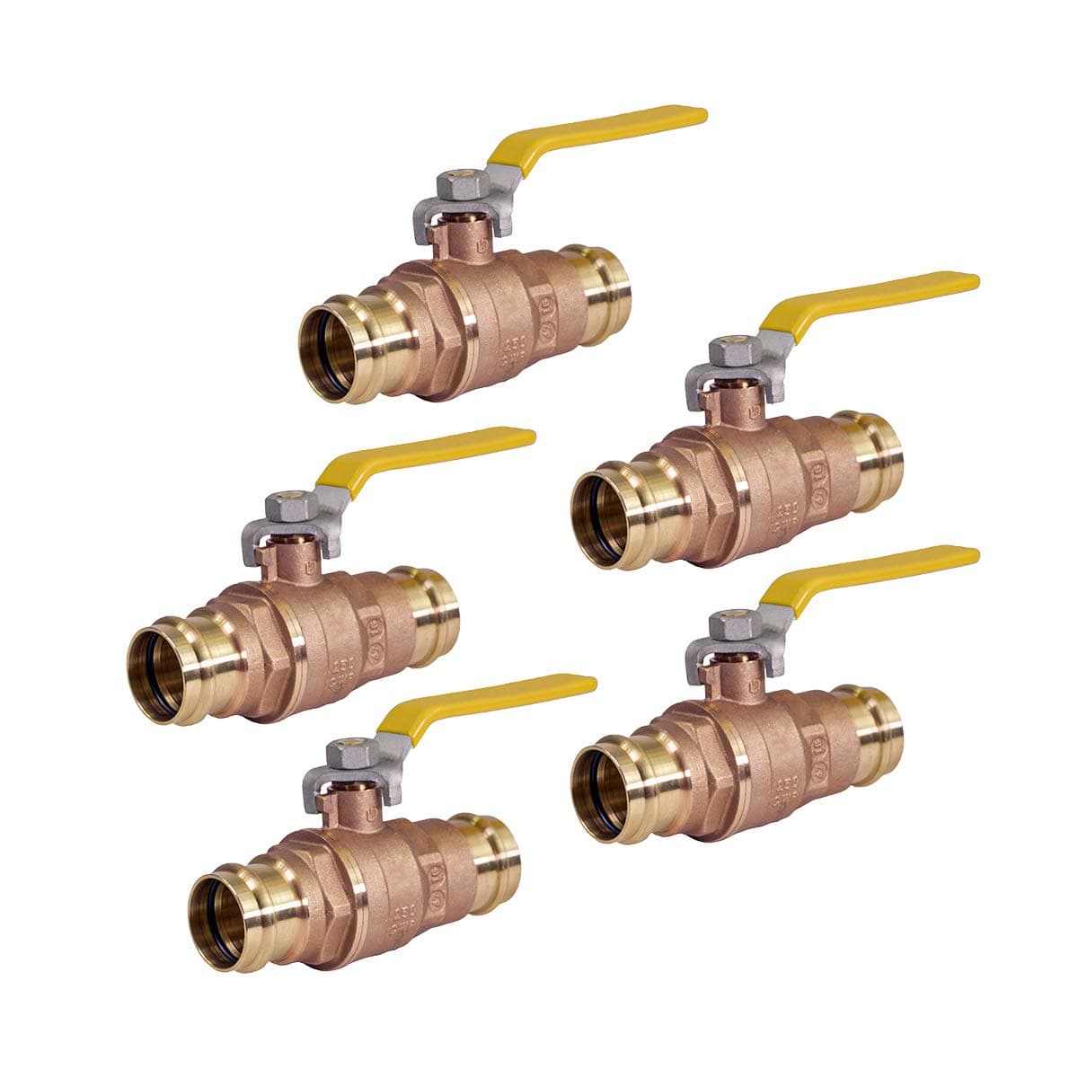 Midline Pack x5 Válvula de Bola Press 3" Full Port con Doble O-Ring, Latón 532VLV003-5