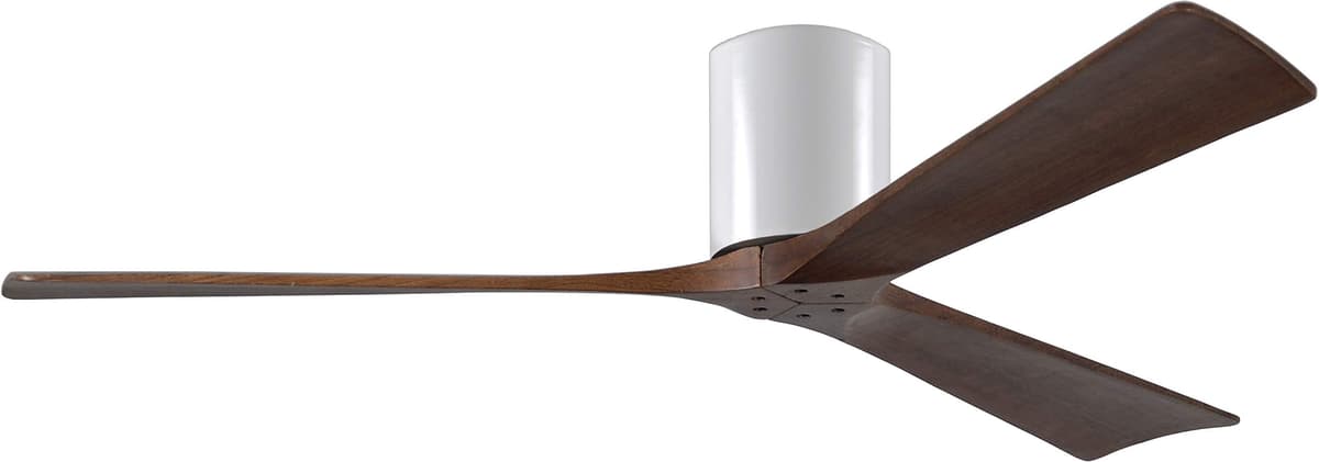 Matthews Irene IR3H-WH-WA-60 ventilador de techo hugger 60", 3 aspas madera nogal, motor DC silencioso, blanco brillo