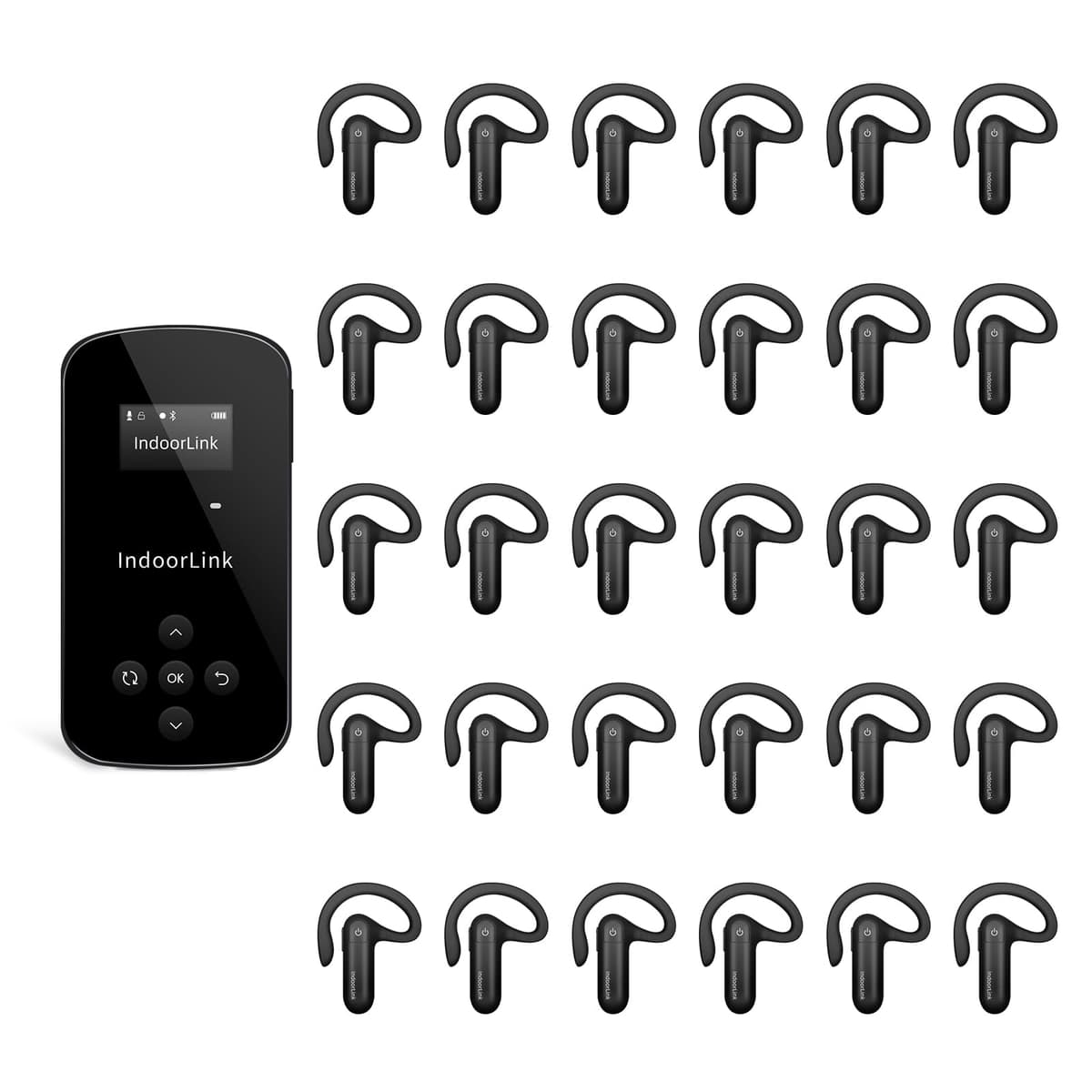 IndoorLink Sistema de guía de audio inalámbrico de mano E211 + receptores E103 (1T30R) E211+E103
