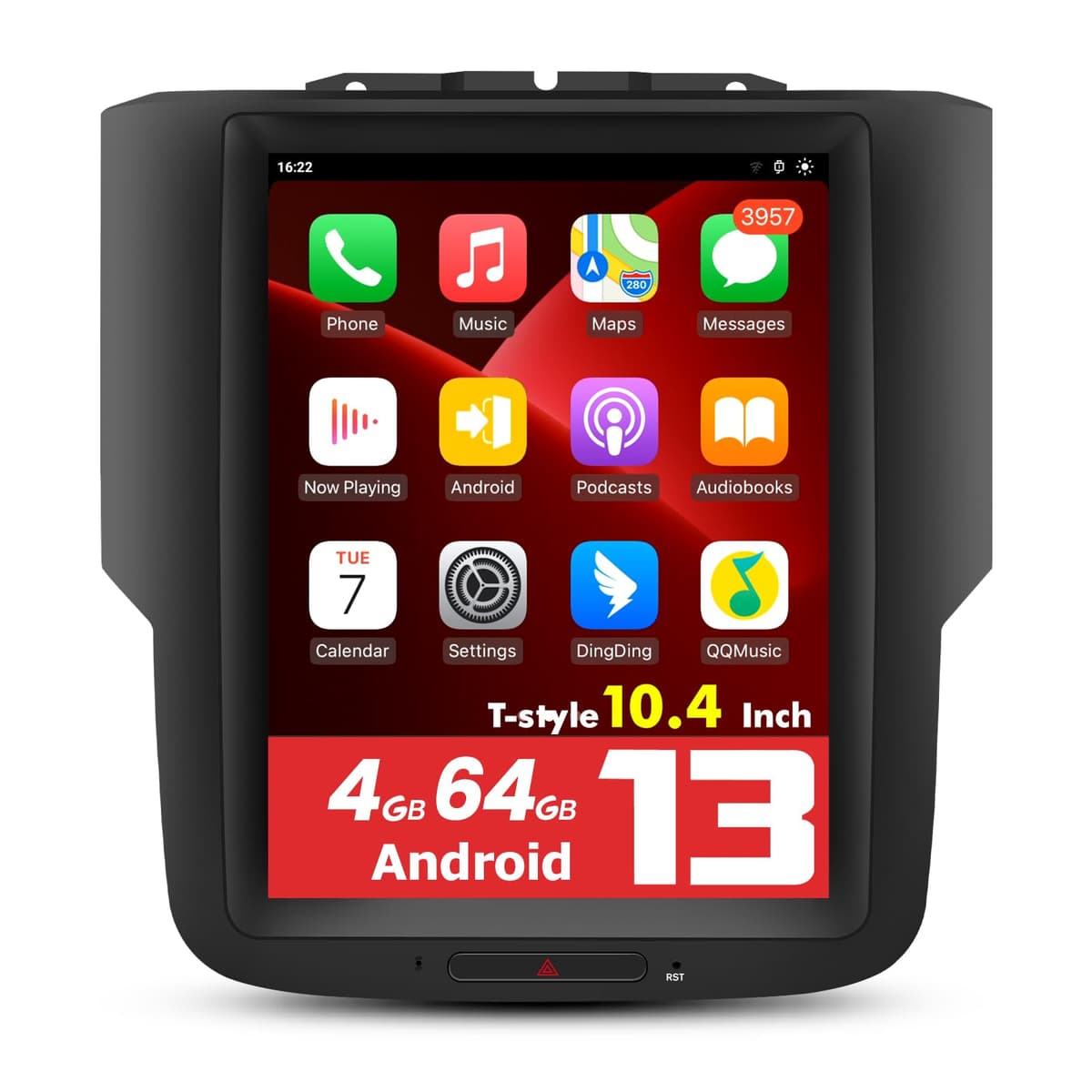 litillbuly Radio para Auto Android 13 [4GB RAM + 64GB ROM] para Dodge Ram 2013-2018 1500 2500 3500, Pantalla T de 10.4 pulgadas con CarPlay inalámbrico, Android Auto, GPS, DSP, WiFi, Bluetooth, SWC, Salida HDMI