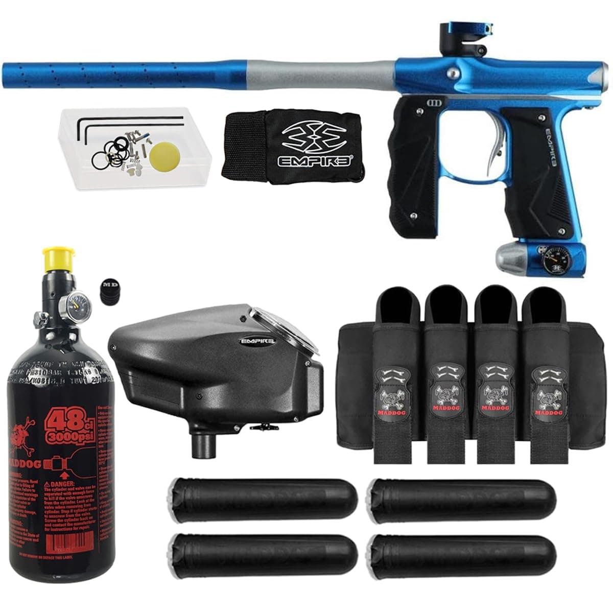 Maddog Empire Mini GS Paquete completo marcador de paintball .68 cal con accesorios (2092-MINIGS)