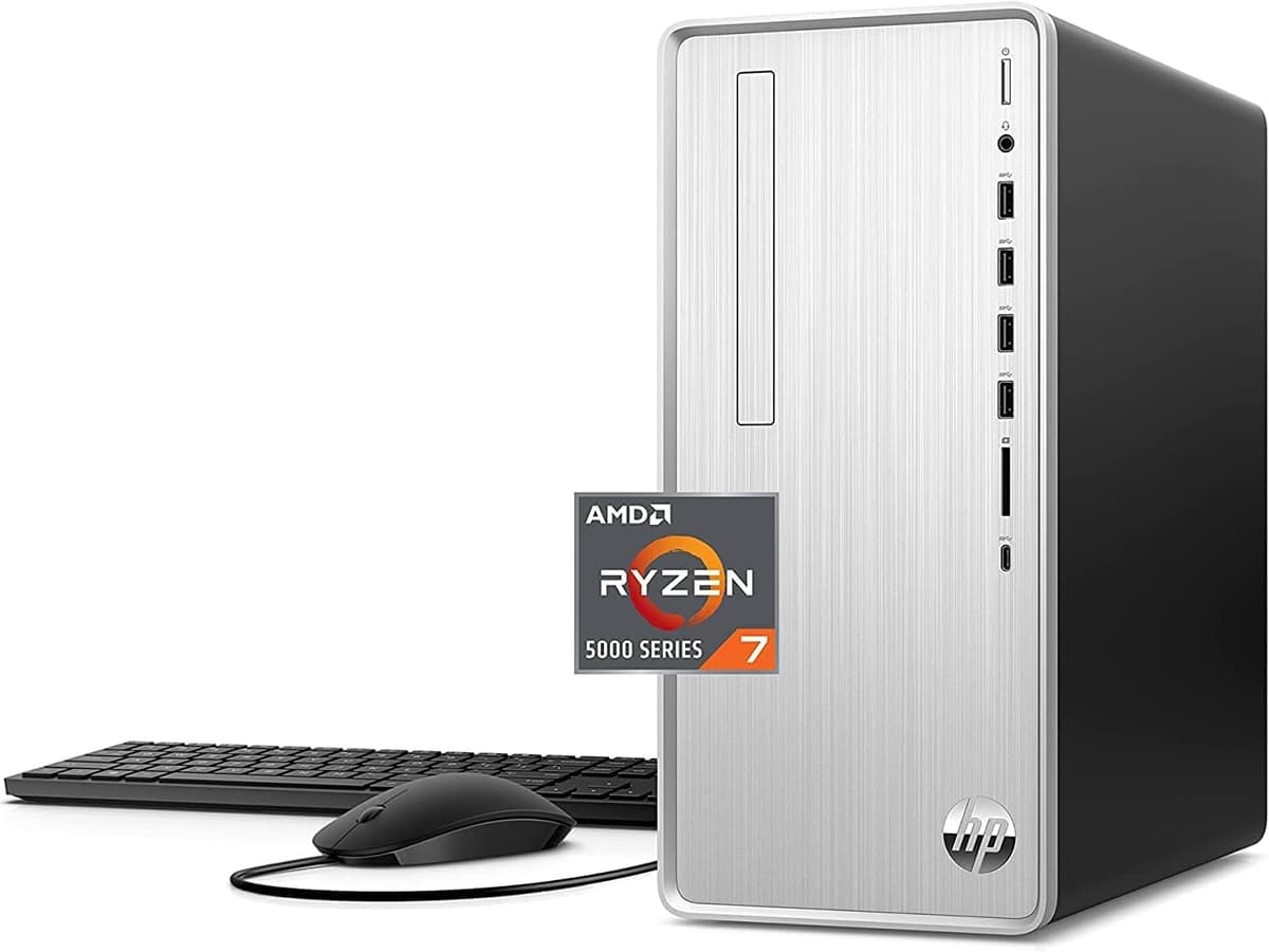 HP Pavilion Desktop 2023, AMD Ryzen 7 5700G, 64GB RAM, 2TB SSD + 2TB HDD, Radeon Graphics, Windows 11, Plata
