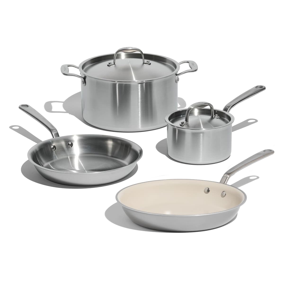 Made In Cookware set de 6 piezas de acero inoxidable de 5 capas - sartenes, cacerola y olla, compatible con inducción, fabricado en Italia KIT-6-ISS
