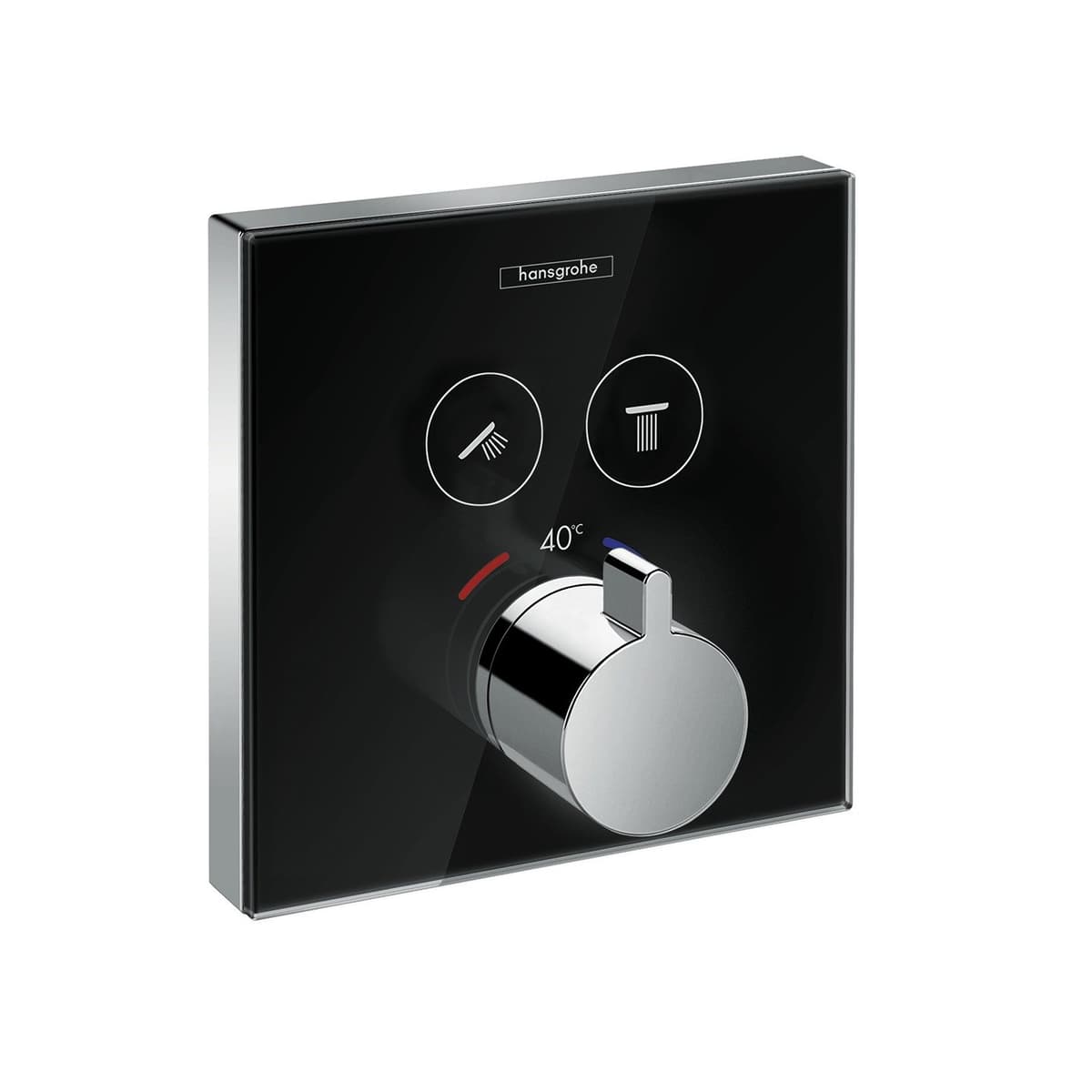 hansgrohe ShowerSelect Glass - Termostato empotrado para 2 salidas, Negro/Cromo, 15738600