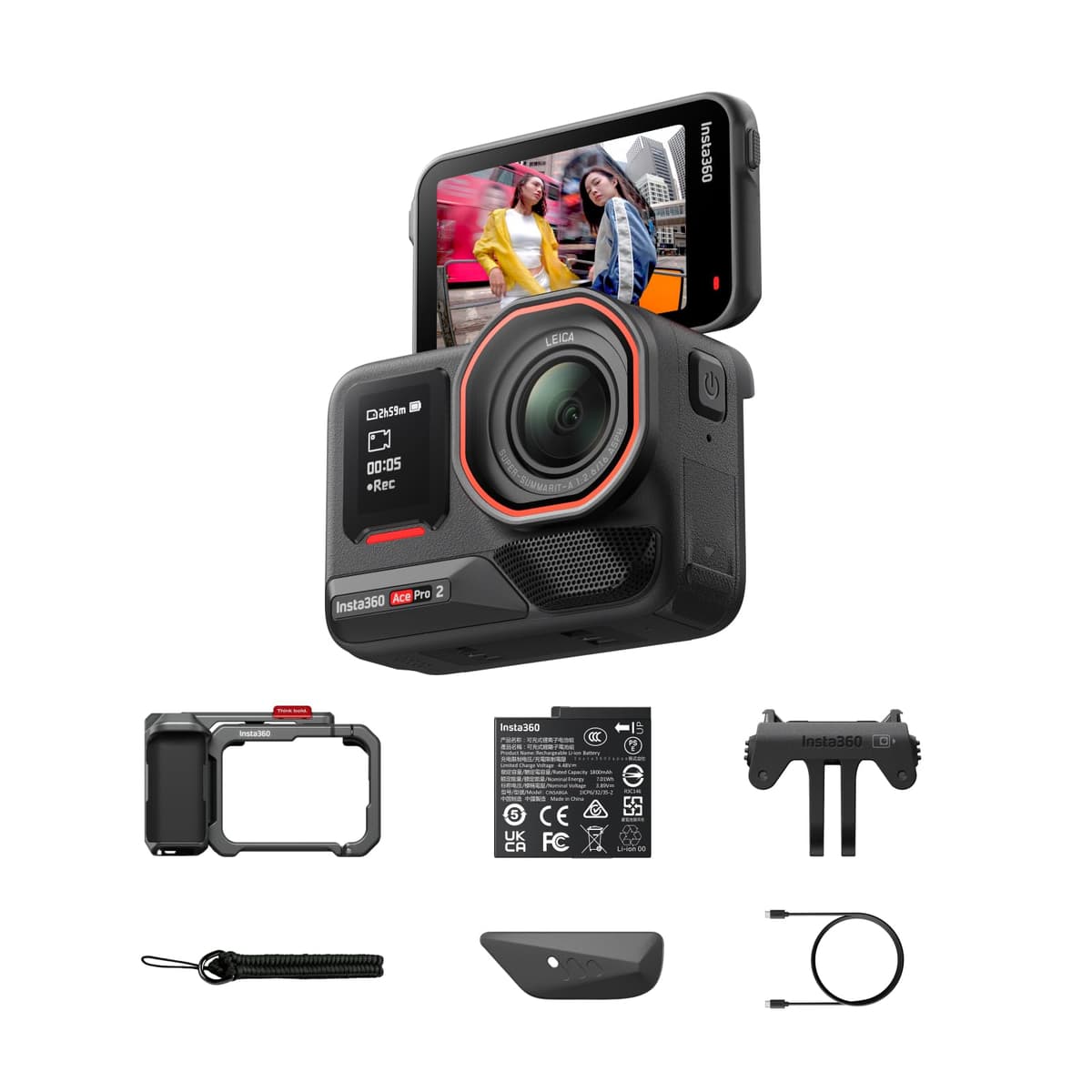 Insta360 Ace Pro 2 Xplorer Bundle 8K, sensor 1/1.3", co-diseñada con Leica, pantalla flip, resistente al agua CINSBBGA-XP-G