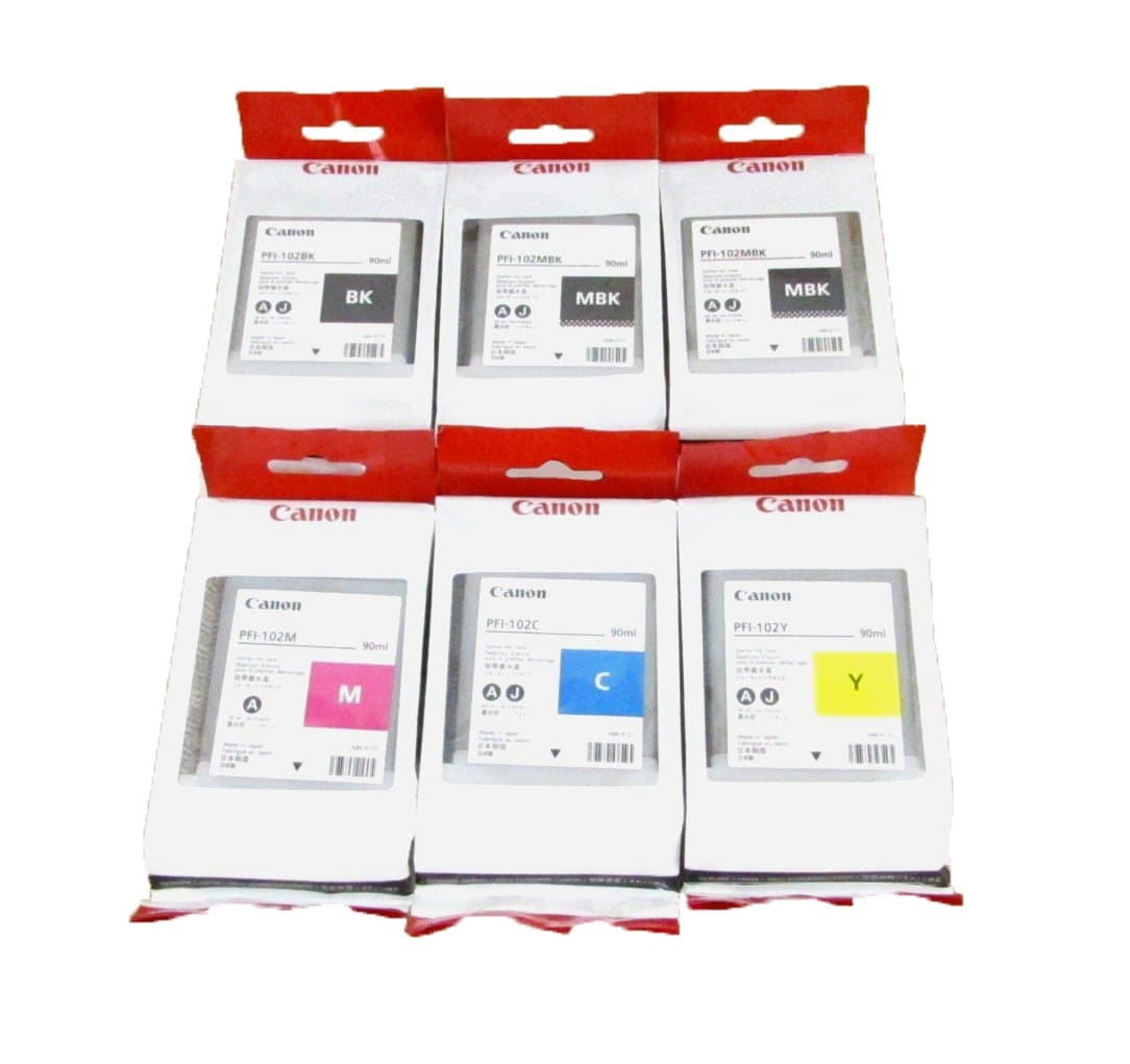 Canon PFI-102 Juego de 6 Cartuchos de Tinta 90ml (Set Completo) OP-33939