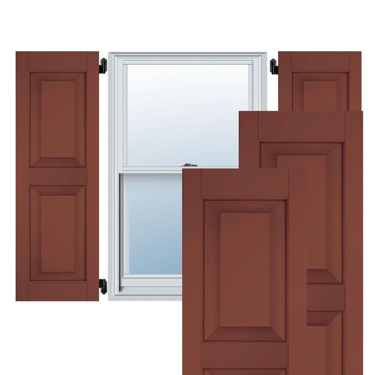 Ekena Millwork RWR18X036RWM postigos exteriores de madera maciza caoba Sapele con panel elevado (por par), 18" x 36", Country Redwood