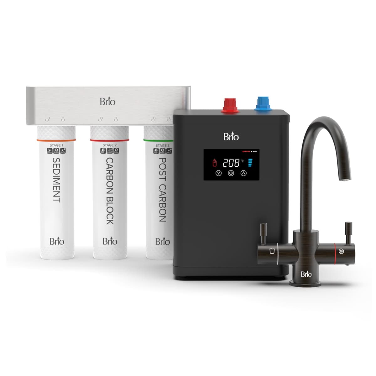Brio CLIHD300RB 3-Stage Digital Instant Hot Water Undersink Dispenser con Grifo Doble en Oil Rubbed Bronze