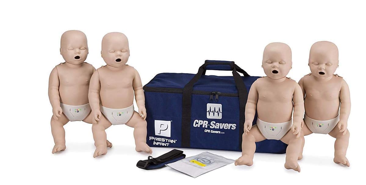 Prestan Professional Infant CPR Manikin con Monitor de Retroalimentación AHA 2019, Piel Media, Paquete de 4 PP-IM-400M-CPR-MS