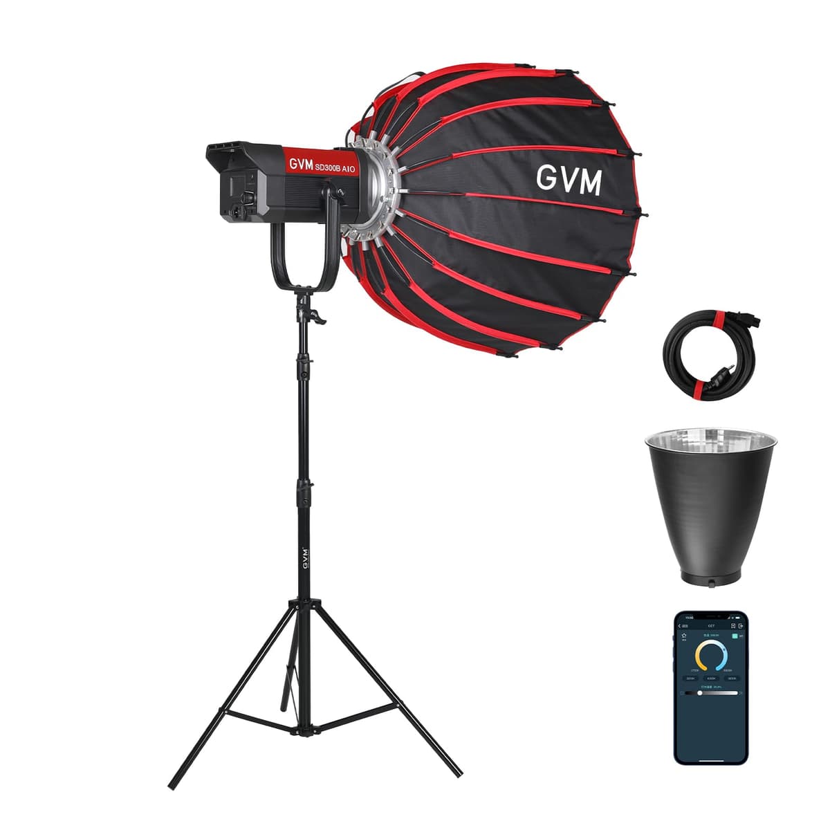 GVM 300W Luz LED Bi-Color para Video con Softbox, SD300B AIO para Fotografía con Control Bluetooth, Iluminación Continua 2700K-6800K para Estudio, YouTube, Cine, 221950 lux/1m, 12 Efectos de Escena VideoLight008