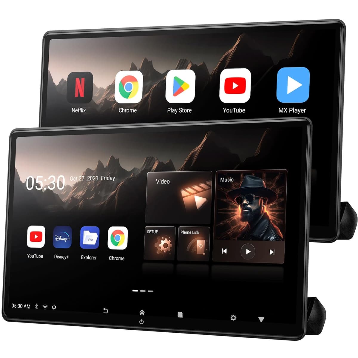 Seventour Monitor de reposacabezas para auto Android 4K de 15.6 pulgadas para asiento trasero, sistema de entretenimiento trasero, compatible con enlace inalámbrico de teléfono, pantalla táctil, con WiFi/Bluetooth/HDMI/USB/reproductor de video 2G+32G (2 unidades) TZ156