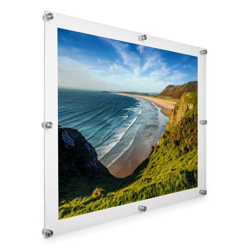 Wexel Art Marco Flotante Acrílico Doble Panel 30x40" Transparente con Herrajes Plateados 3444D8-0101S