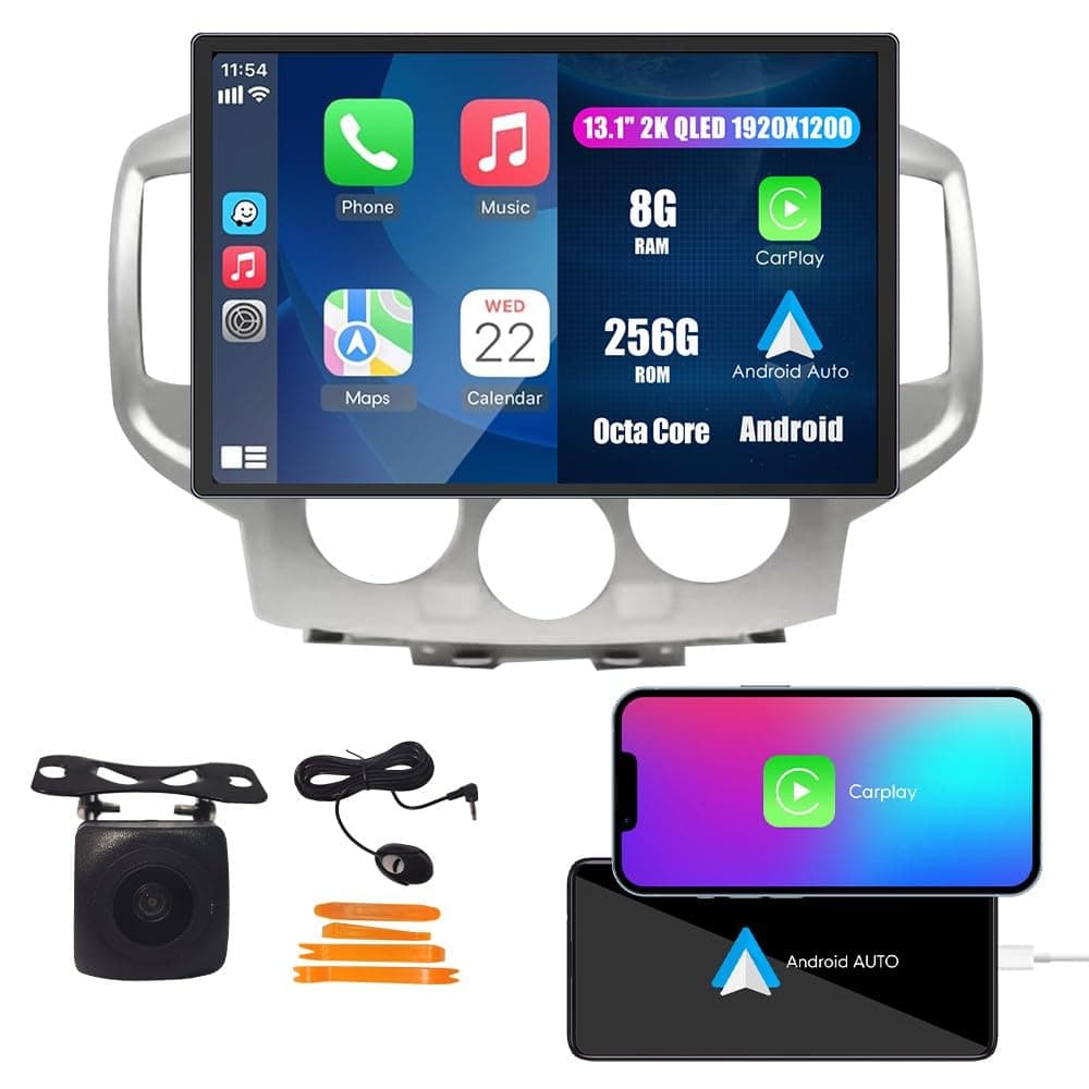 KUNFINE 13.1" CarPlay Android Auto QLED Octa Core 8G+256G con cámara reversa para Nissan NV200 2009-2019 KF-V8776A